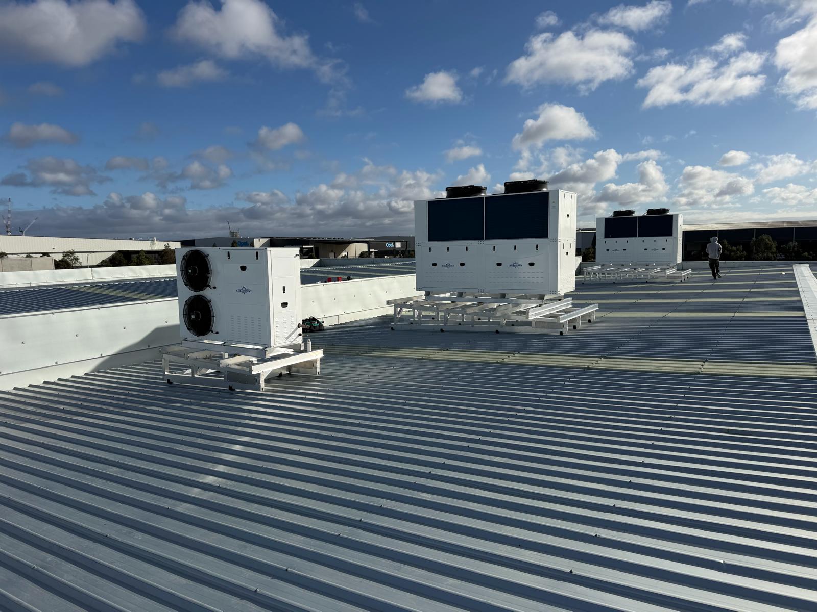 Mechanical plant installed on a commercial rooftop